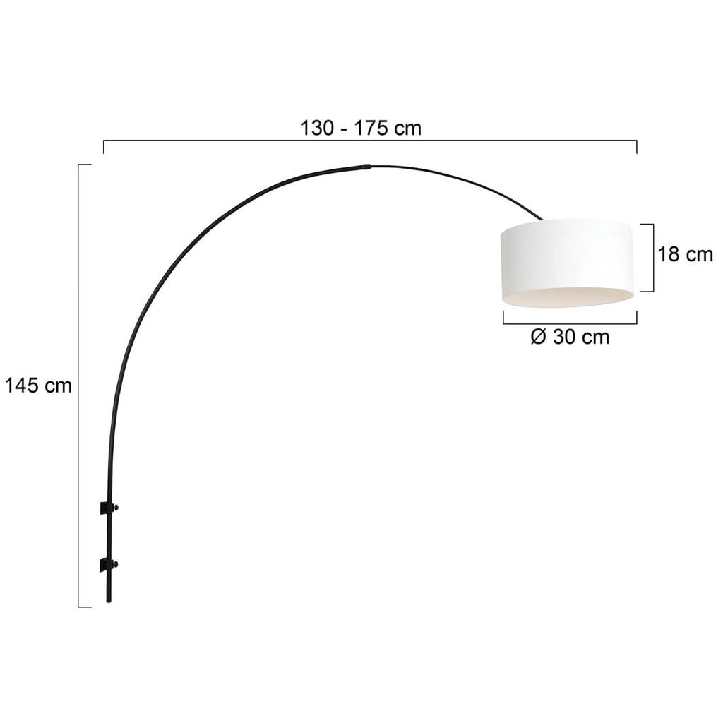 Détail de l'articulation orientable de l'arc en métal noir de l'applique liseuse