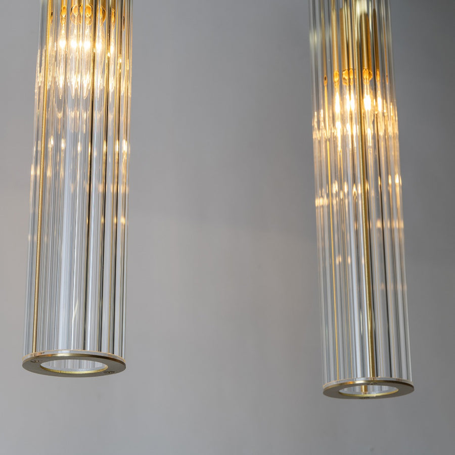 Suspension Aria 4 lumières laiton brossé, verre