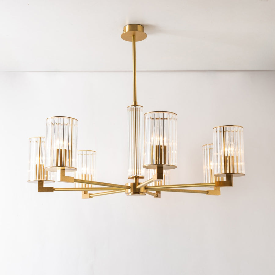 Suspension Aria 7 lumières laiton brossé, verre