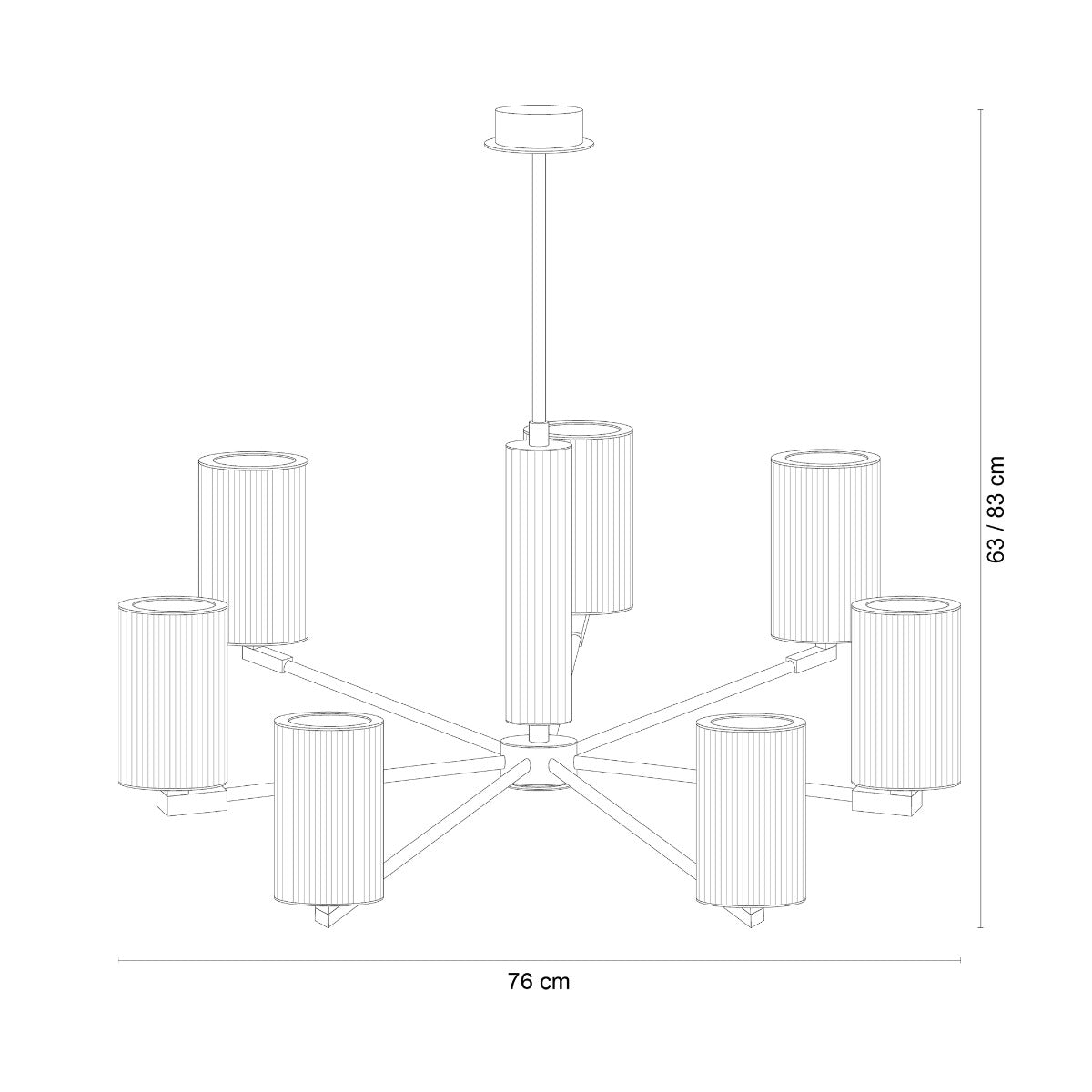 Suspension Aria 7 lumières laiton brossé, verre