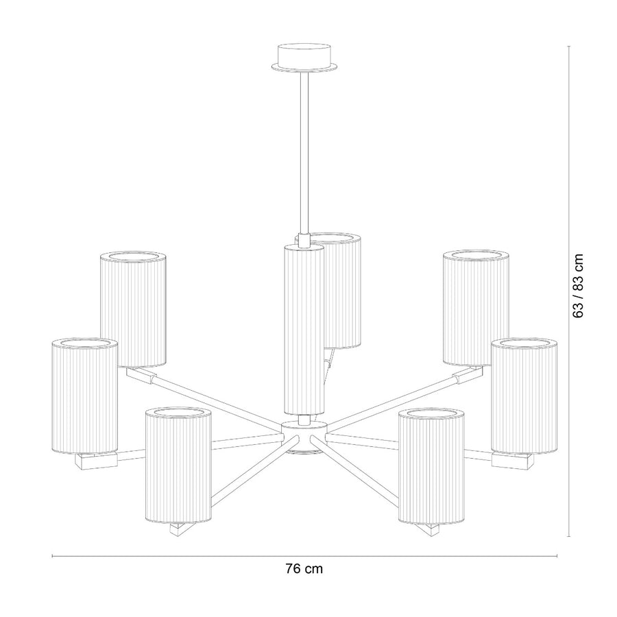 Suspension Aria 7 lumières titane brossé, verre