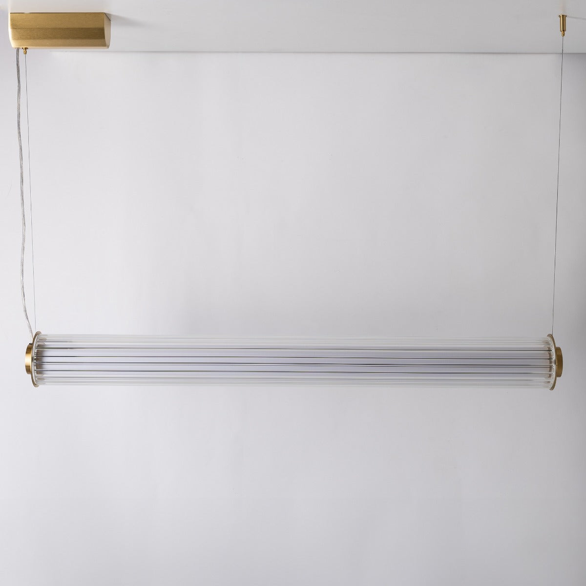 Suspension Como laiton brossé, verre, H 200 cm