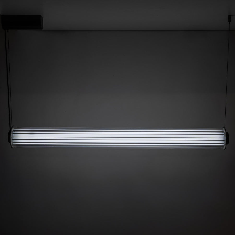 Suspension Como titane brossé, verre, H 200 cm