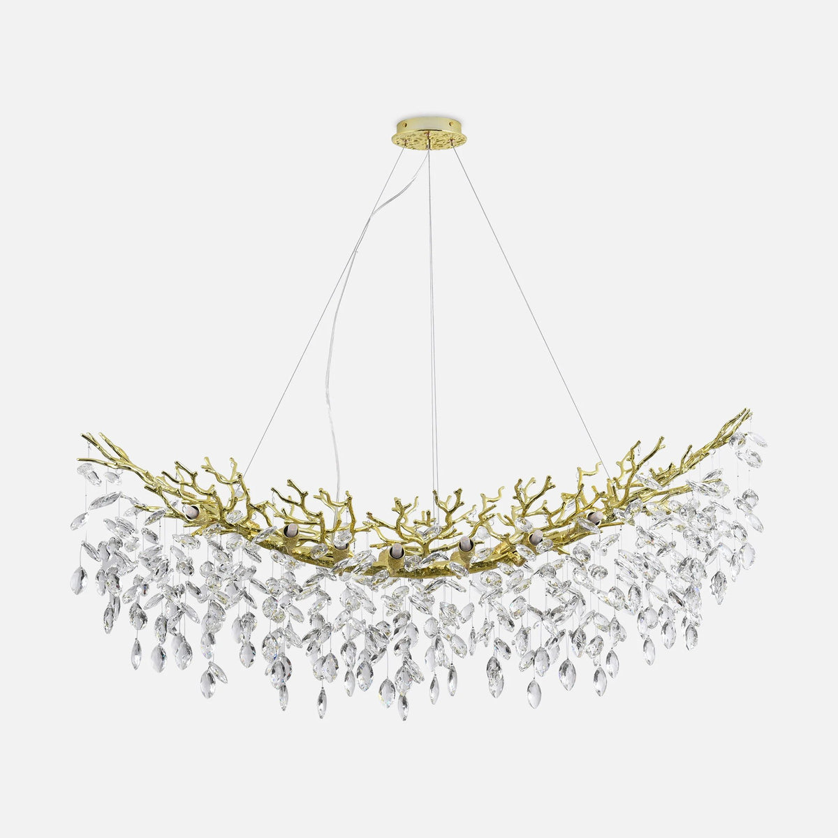 Suspension Cindy 14 lumières dorée, cristal