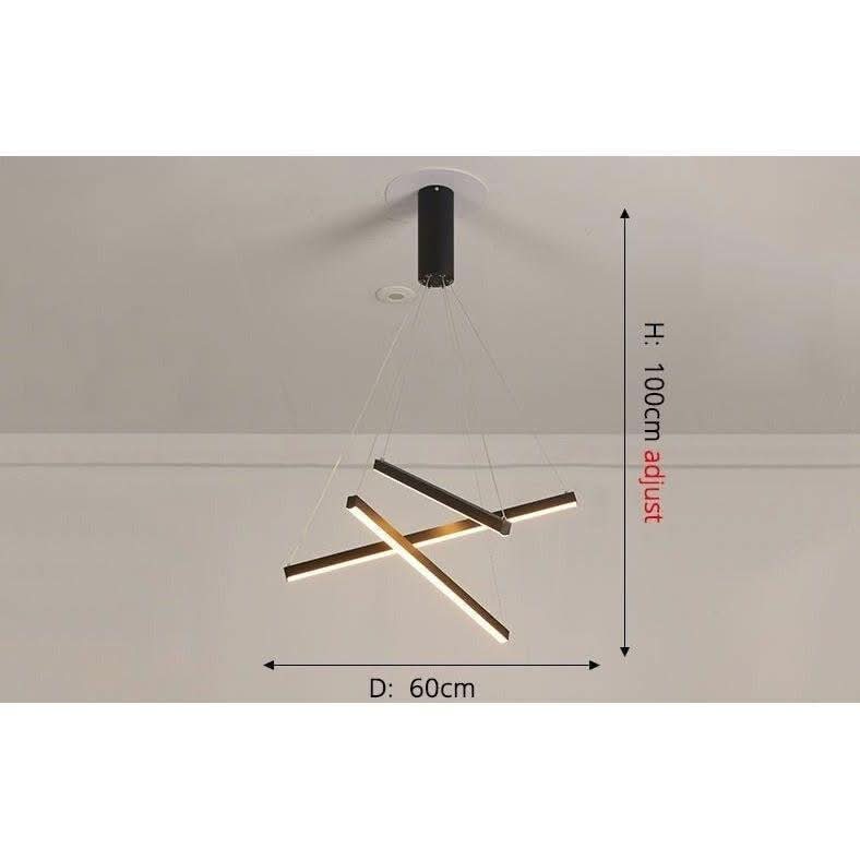 Schéma coté du luminaire : hauteur réglable 100 cm, diamètre 60 cm.