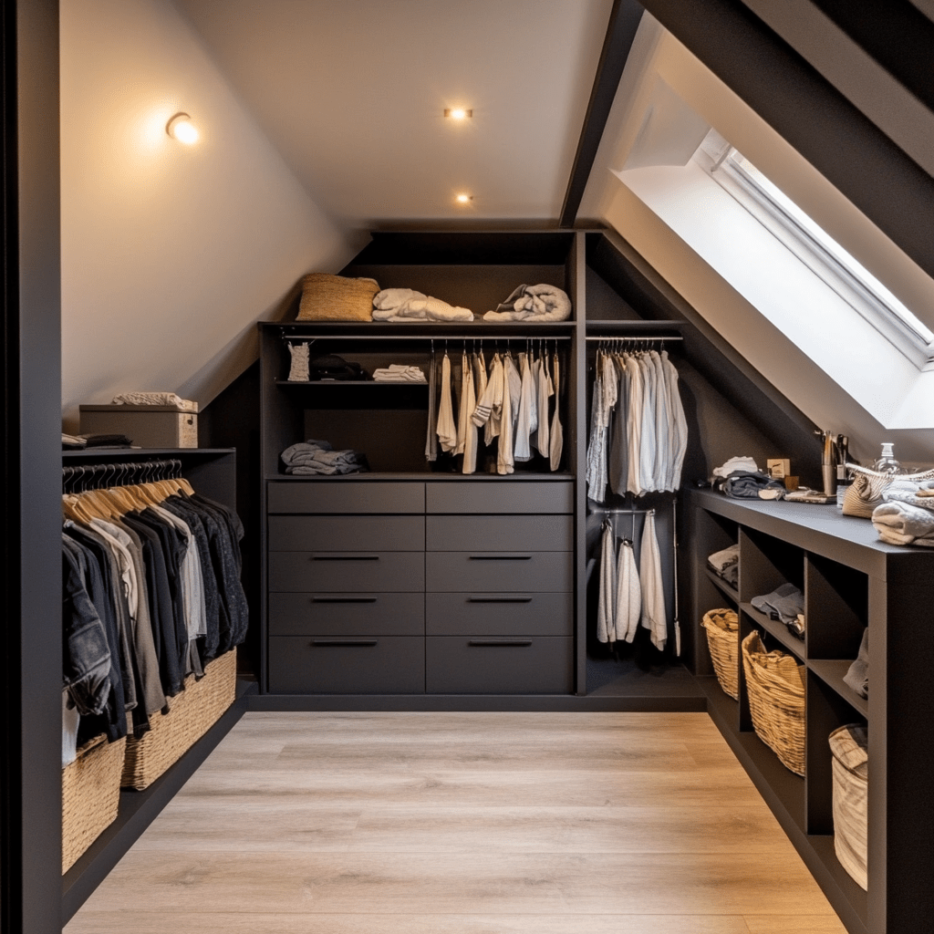 Einen begehbaren Kleiderschrank unter einer Dachschräge einrichten: Wie gelingt es?