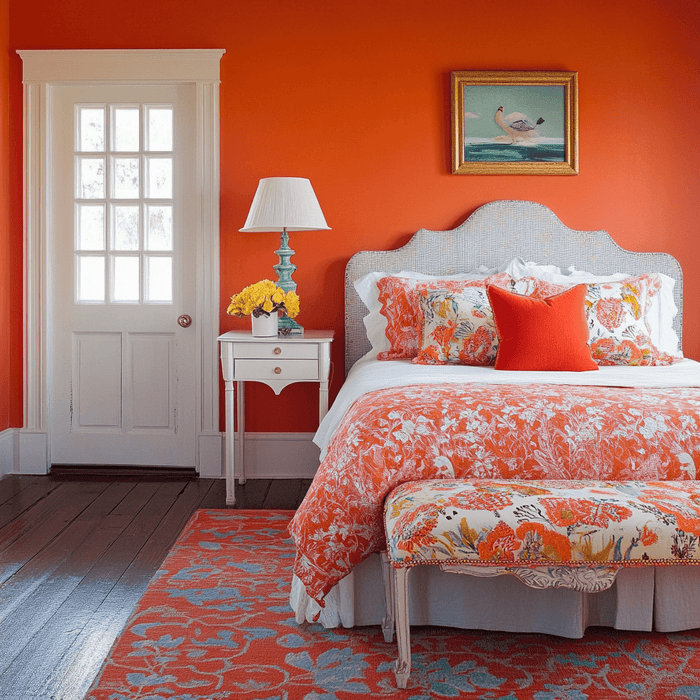 Wie integriert man die Farbe Koralle im Schlafzimmer?
