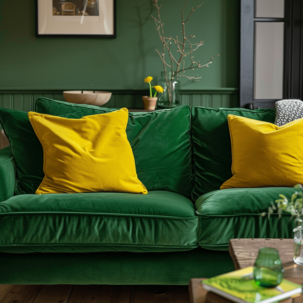 Déco et Ameublement : Quelle Couleur avec un Canapé Vert Foncé ?