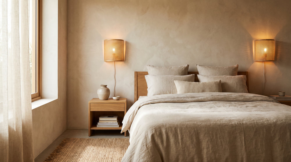Wandleuchten aus Rattan für das Schlafzimmer
