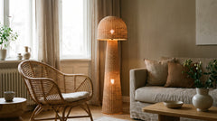 Rattan-Stehlampe