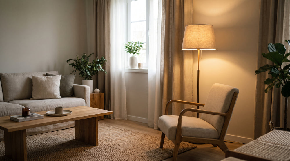 Stehlampe aus Stoff