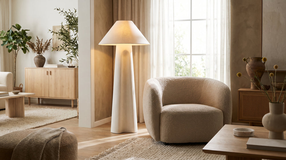Design-Stehleuchten in Weiß