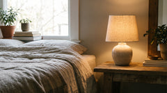Beige Nachttischlampe