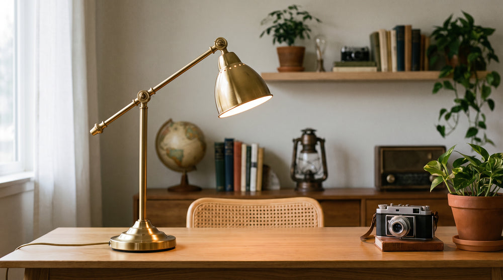 Goldfarbene Schreibtischlampen