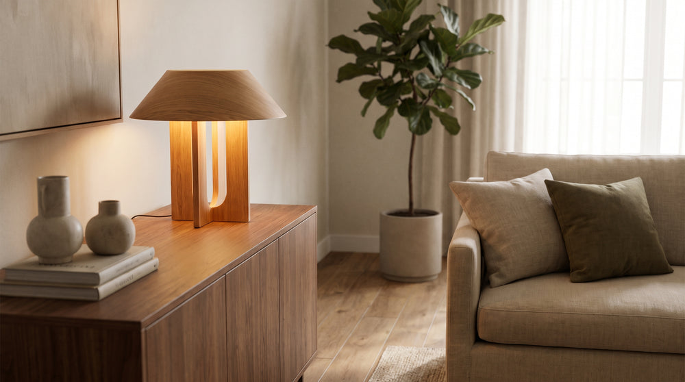 Moderne Tischlampen aus Holz