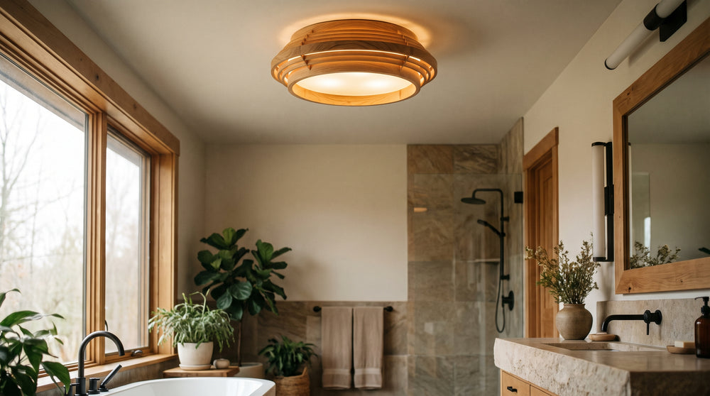 Deckenleuchten aus Holz für das Badezimmer