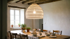 Hängeleuchten aus Rattan in Weiß