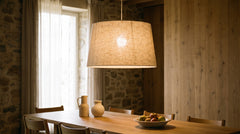 Stoff-Pendelleuchten in Beige