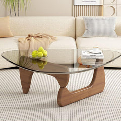 Couchtisch aus Glas und Holz