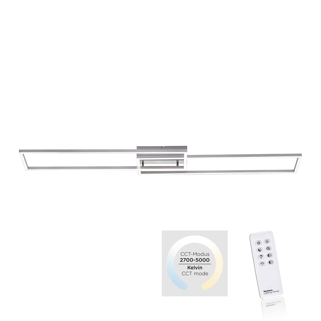 Plafonnier Iven acier, L 110 cm