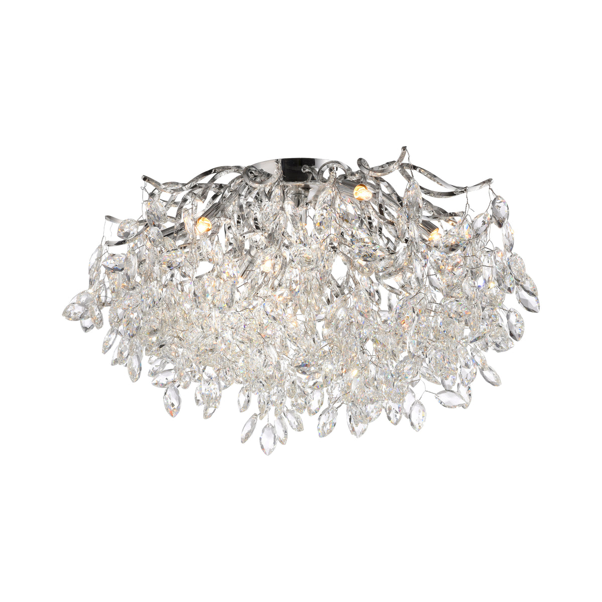 Plafonnier Ricicle 10 lumières chromé, cristal