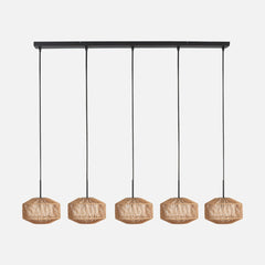 5-flammige Pendelleuchte Naturkordel, Stange 110 cm | Cordéa