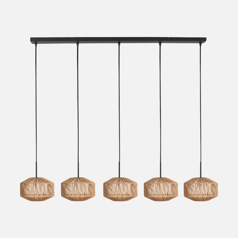 5-flammige Pendelleuchte Naturkordel, Stange 110 cm | Cordéa