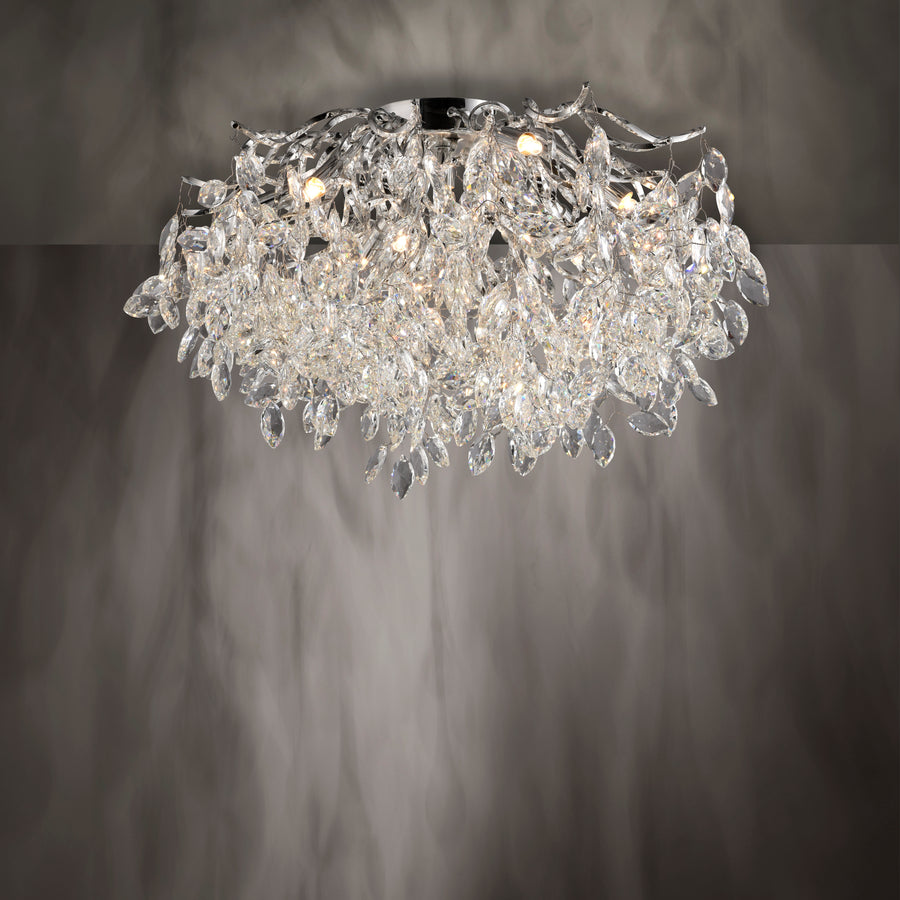 Plafonnier Ricicle 10 lumières chromé, cristal