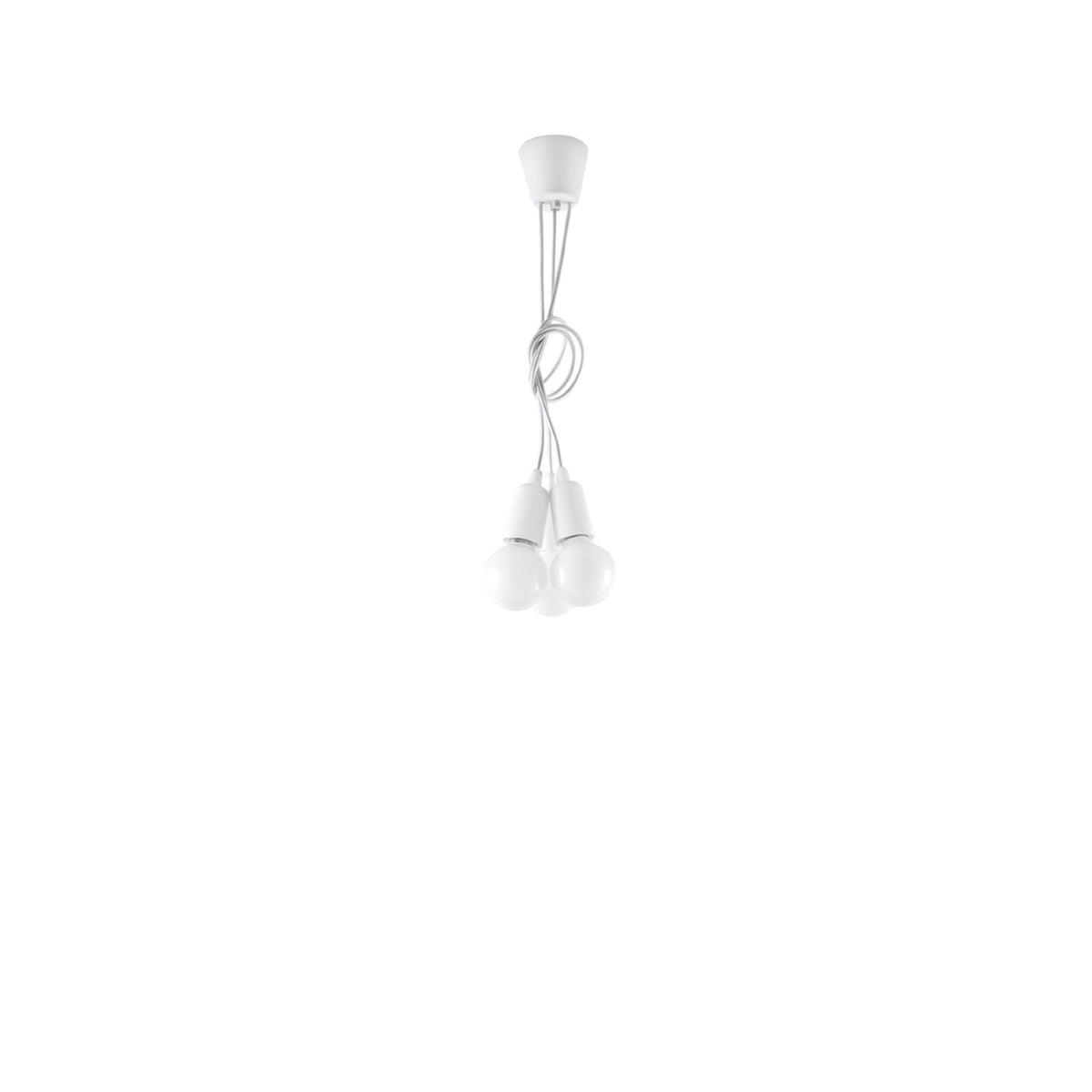 Produit isolé sur fond blanc, la suspension et ses trois cordons formant une boucle.