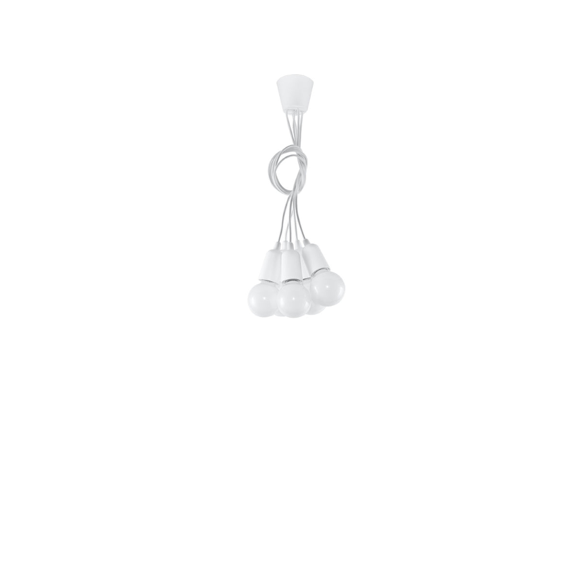 Produit isolé sur fond blanc, câble formant une boucle, cinq points lumineux blancs.
