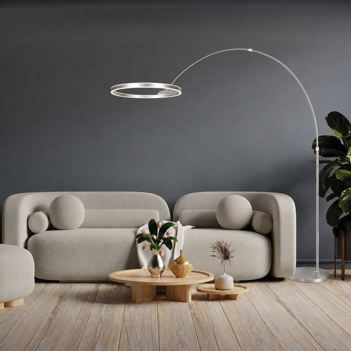 Lampadaire Ringlux argenté