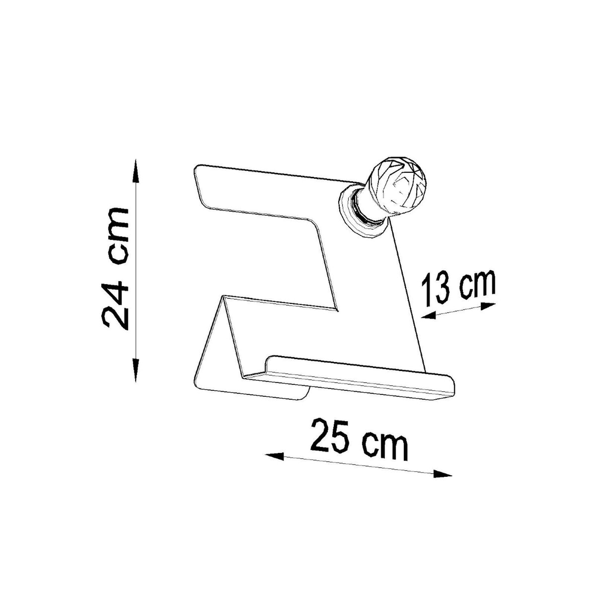 Schéma technique coté : hauteur 24 cm, largeur 25 cm, profondeur 13 cm.