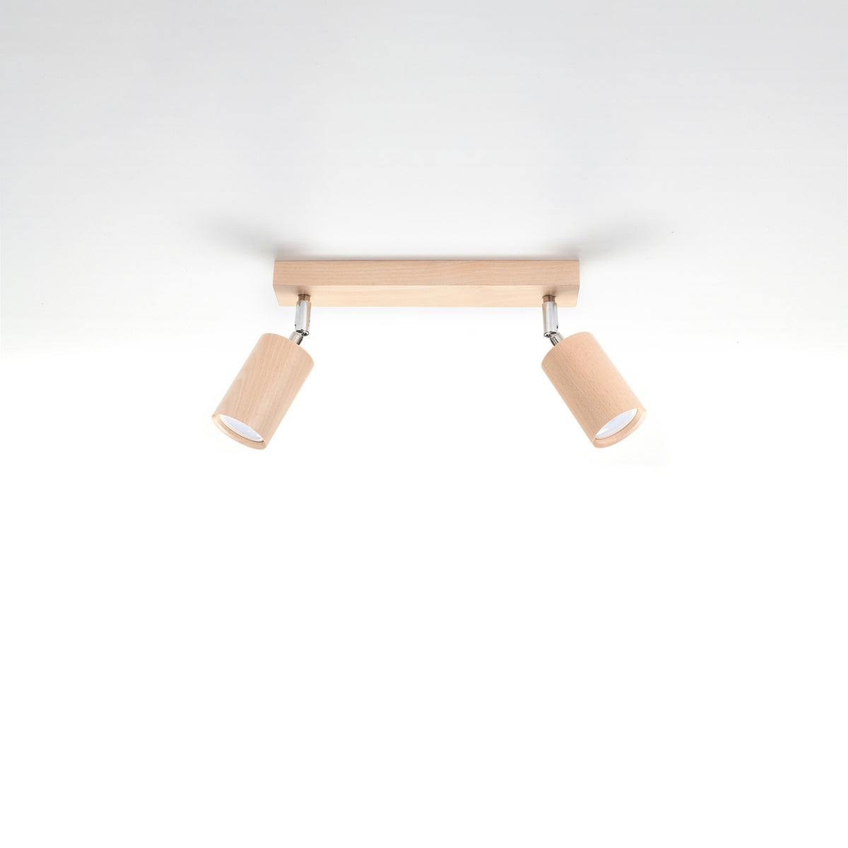 Luminaire entier présenté sur fond blanc, fixé sous un plafond