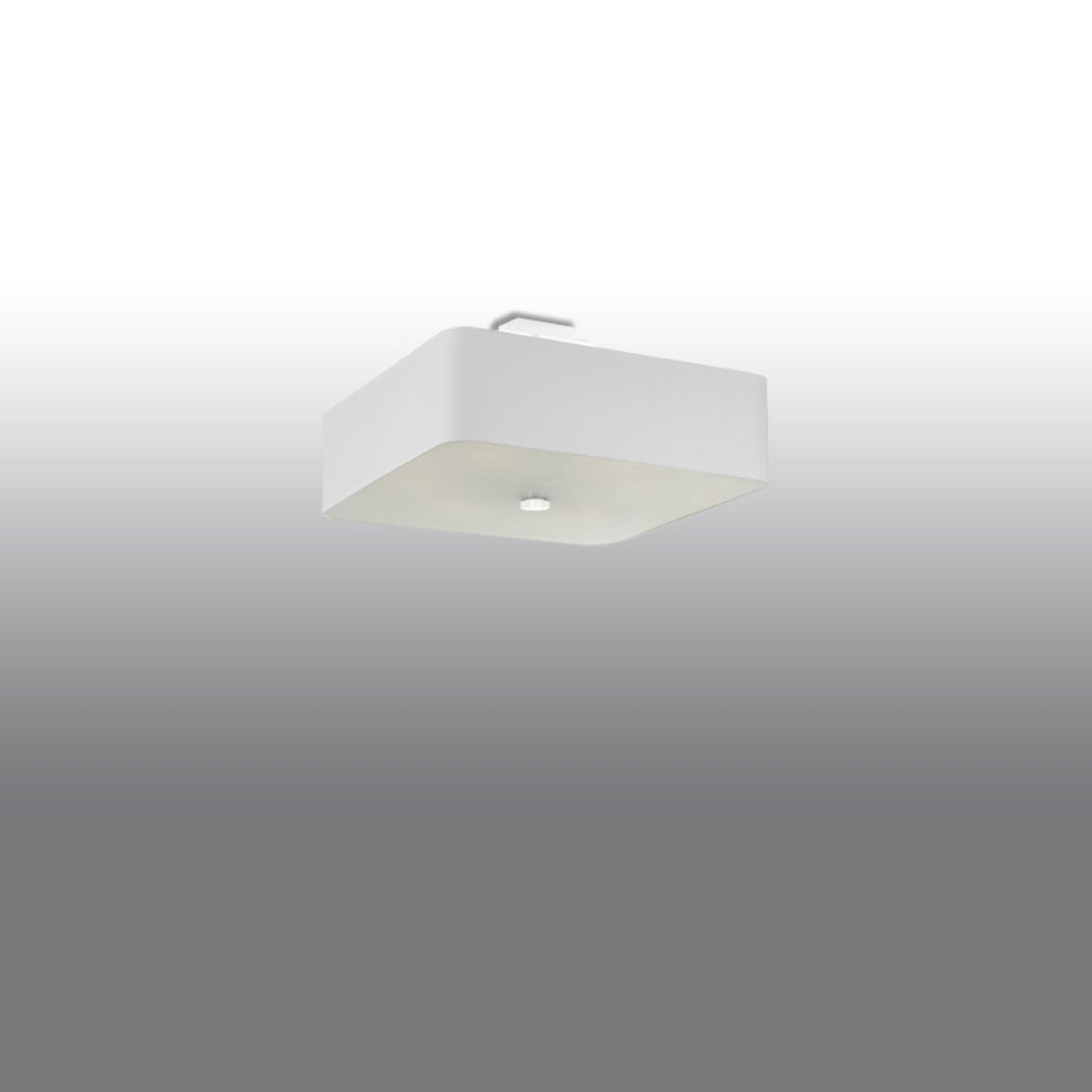 Vue en contre-plongée du luminaire fixé au plafond sur fond gris dégradé
