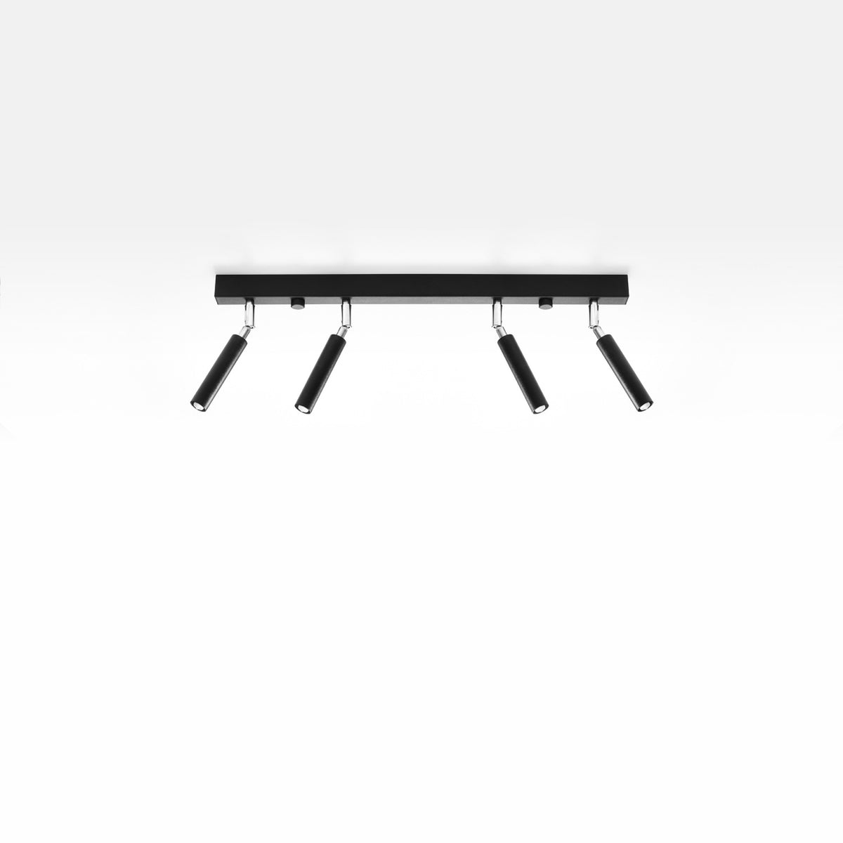 Vue de face sur fond blanc du luminaire avec ses projecteurs dirigés vers le bas