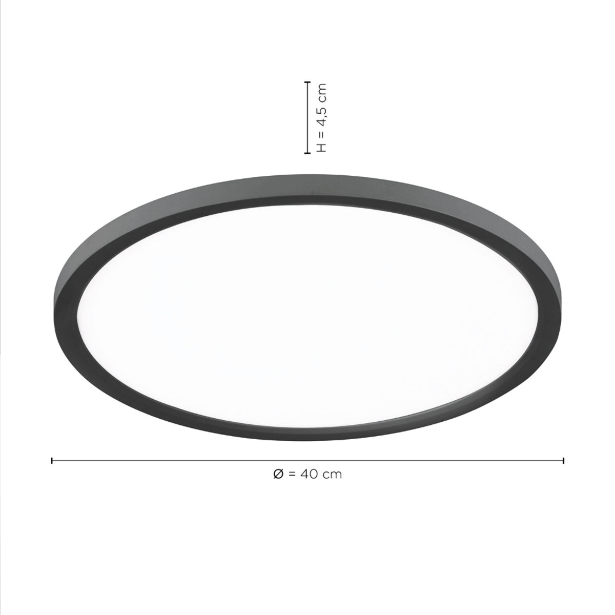 Plafonnier Flat noir, L 40 cm