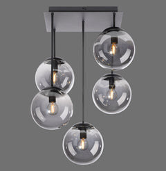 Plafonnier Big Widow 5 lumières noir, verre
