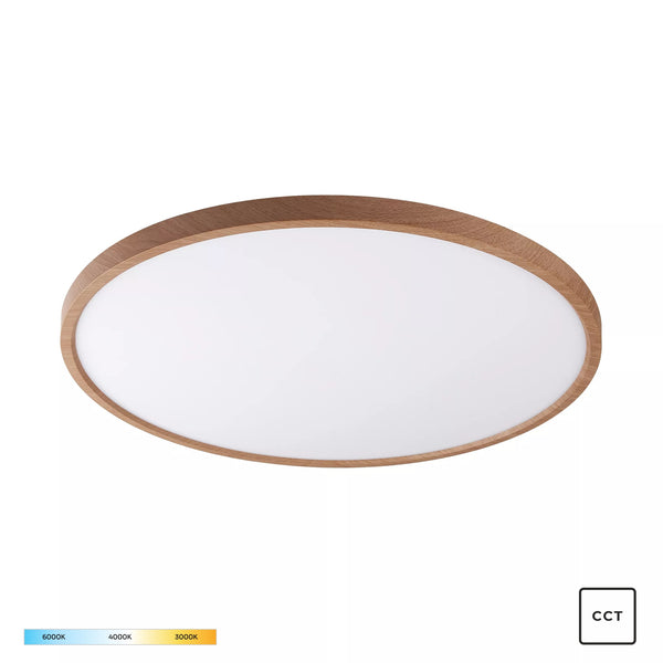Plafonnier Cami bois et blanc, L 60 cm