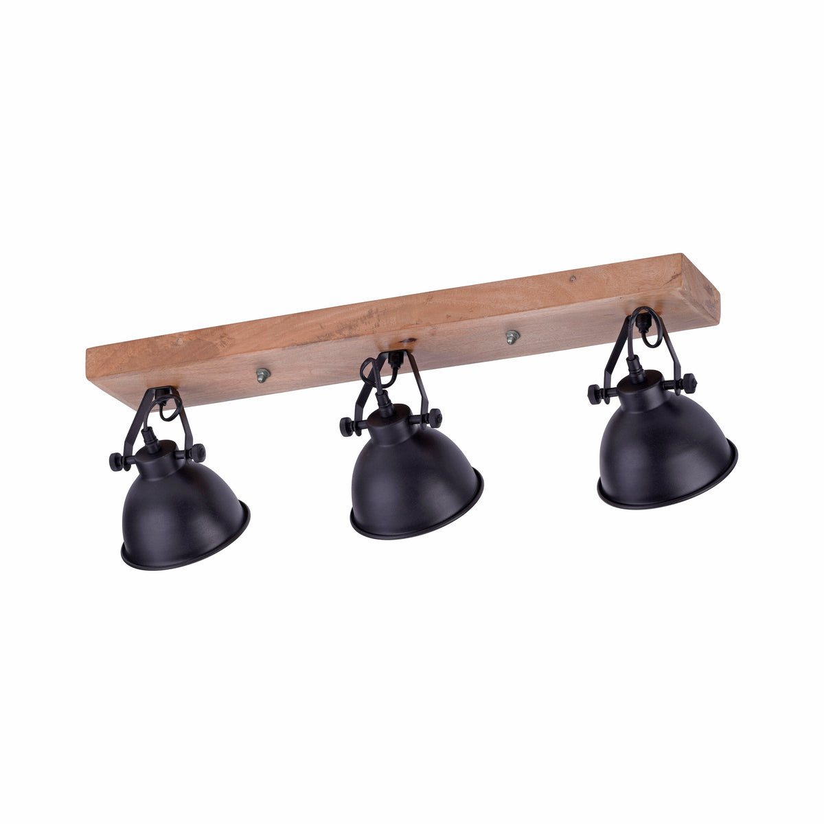 Plafonnier Samia 3 lumières noir et bois