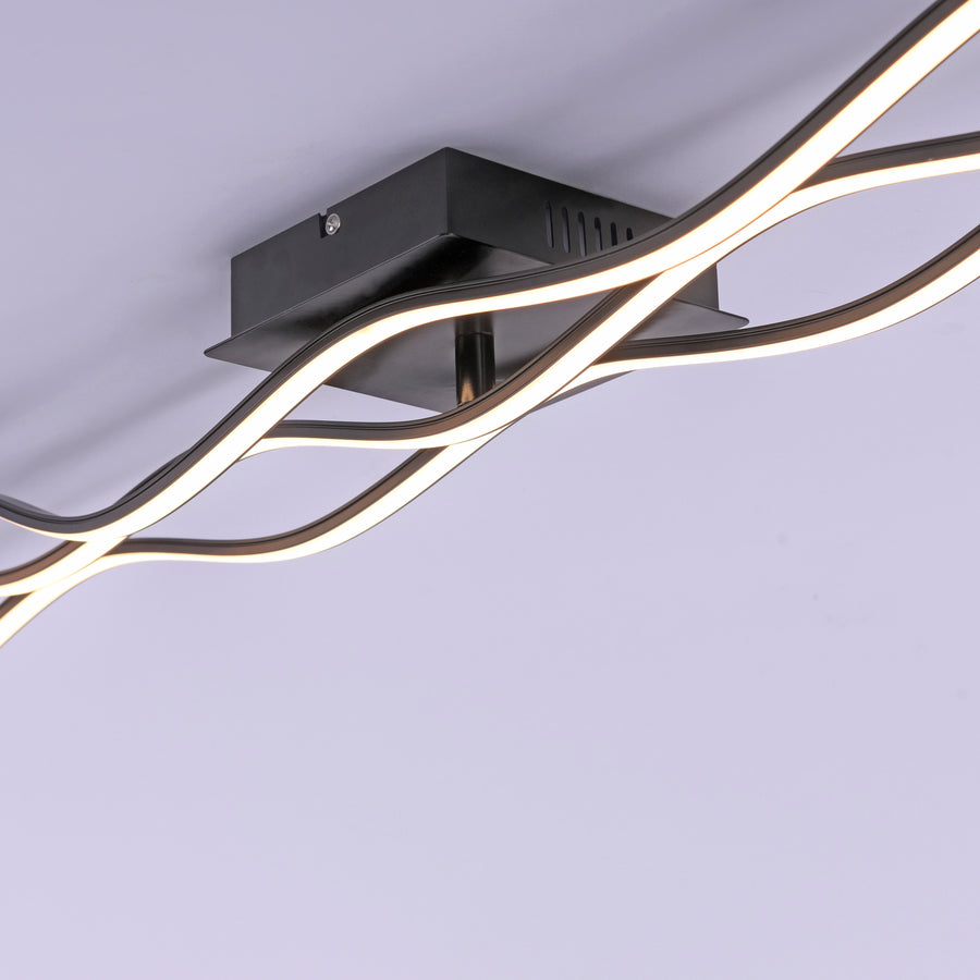 Plafonnier Wave noir, H 9 cm