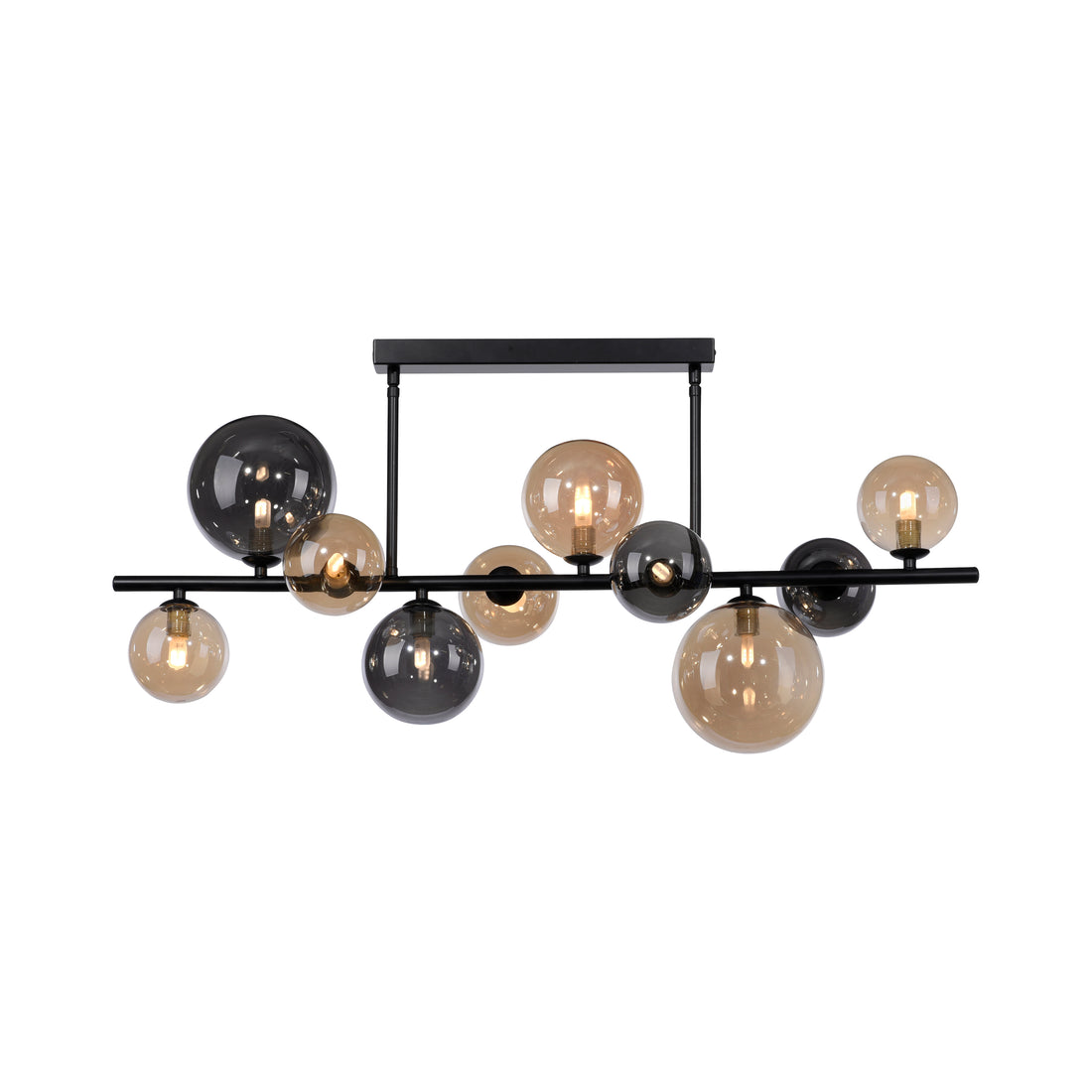 Plafonnier Popsicle 10 lumières fumé et ambré, verre