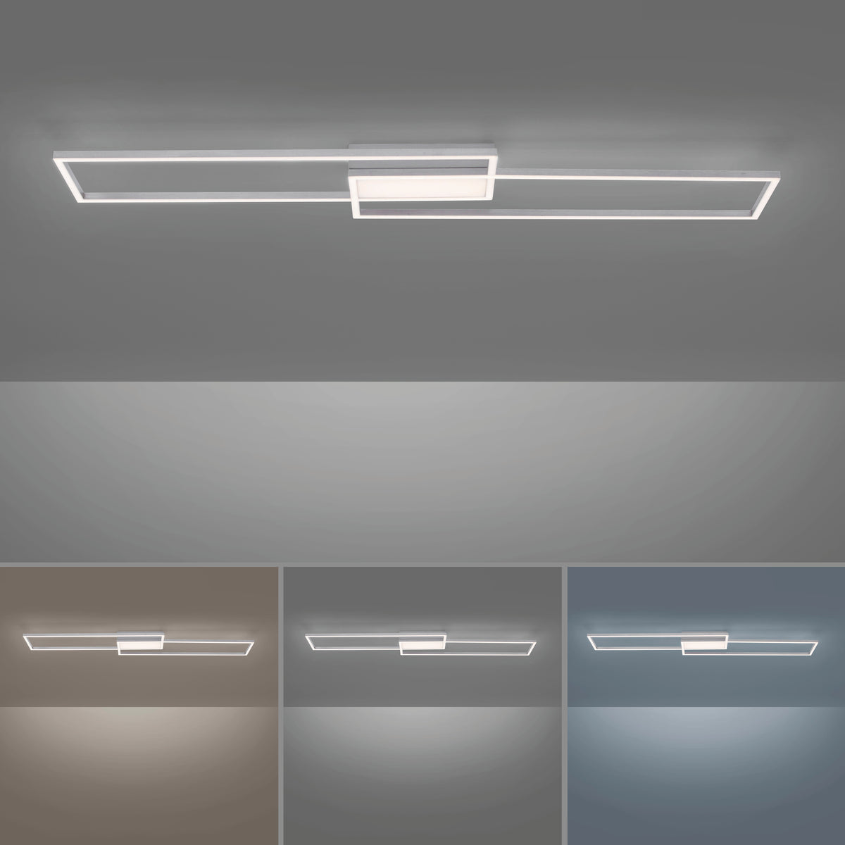 Simulation de la lumière chaude, neutre et froide diffusée sur le plafond