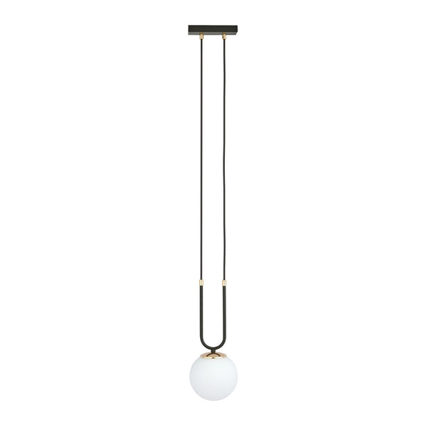 Glam Pendelleuchte, 1-flammig, schwarz, Opalglas