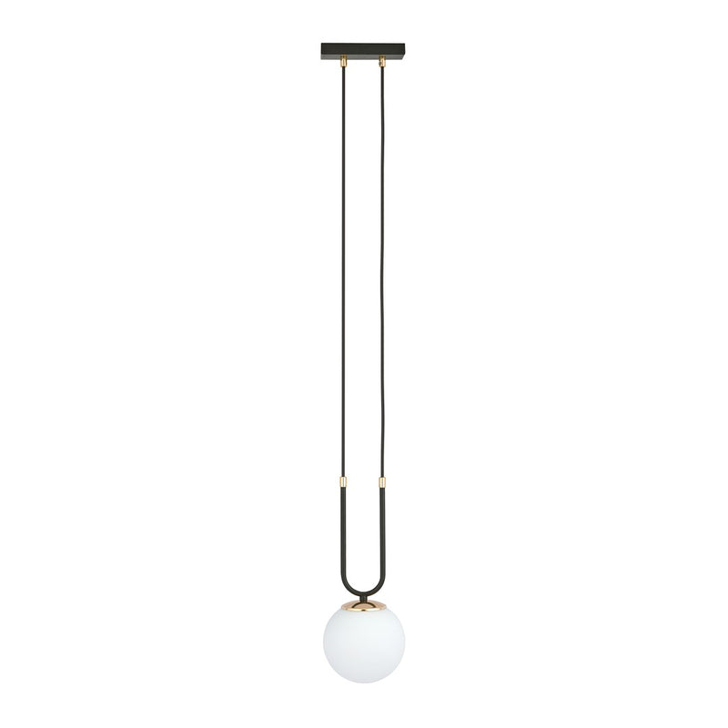 Glam Pendelleuchte, 1-flammig, schwarz, Opalglas