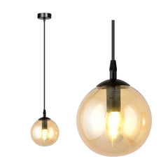Cosmo 1-flammige Pendelleuchte schwarz, bernsteinfarbenes Glas