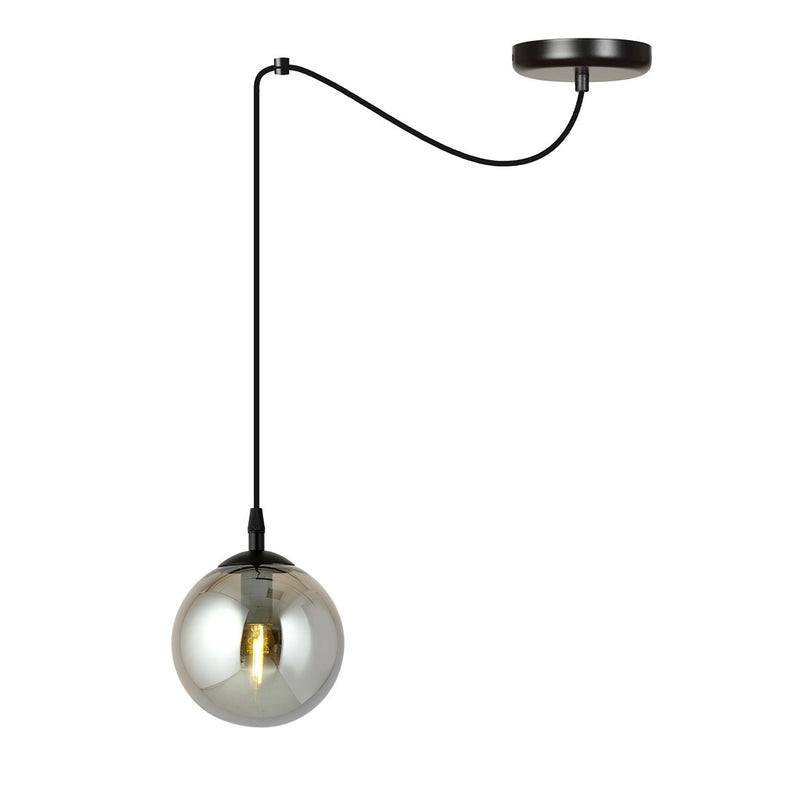 Suspension Gigi 1 lumière noire, verre graphite