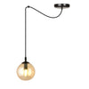 Suspension Gigi 1 lumière noire, verre ambré