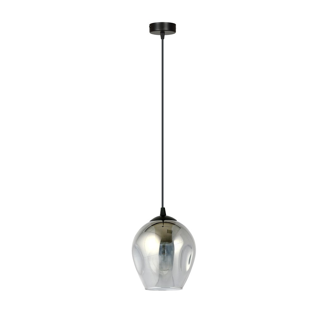 Même suspension éteinte, verre fumé translucide et câble noir tendu