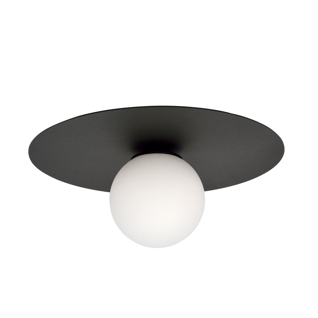 Vue de face du même luminaire, globe opalin éteint ou neutre sur fond blanc.