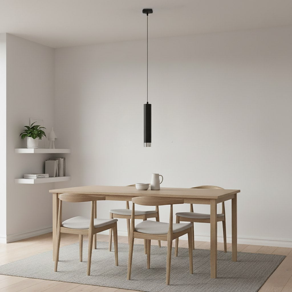 Hängeleuchte Kibo, 1-flammig, schwarz und chrom